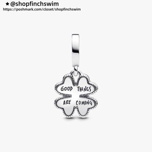 Pandora Spinnable Four Leaf  Diamond Dangle Charm - Picture 2 of 6